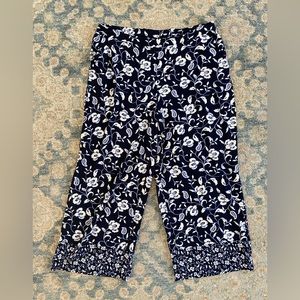 J Jill Wearever  Women’s Pants Full Leg Cropped Pull On Blue Size Large